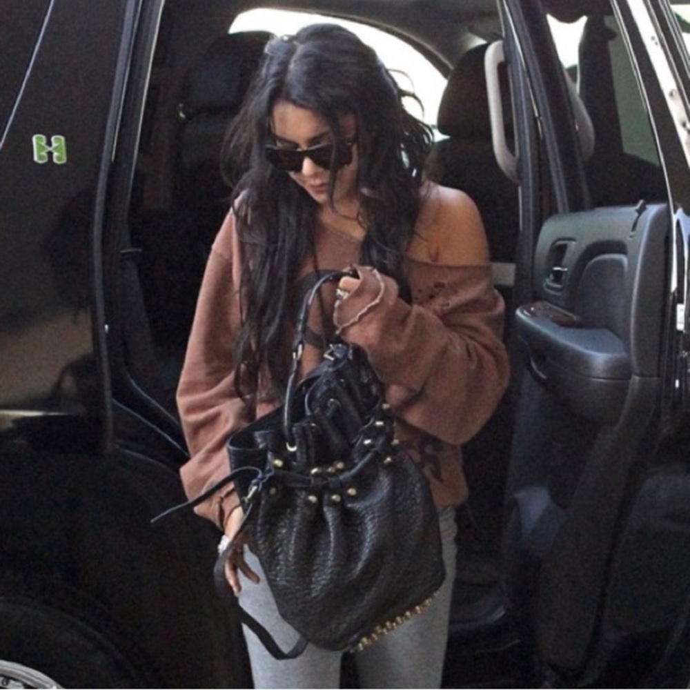 Alexander Wang Diego Studded Bucket Bag - Black and Rose Gold